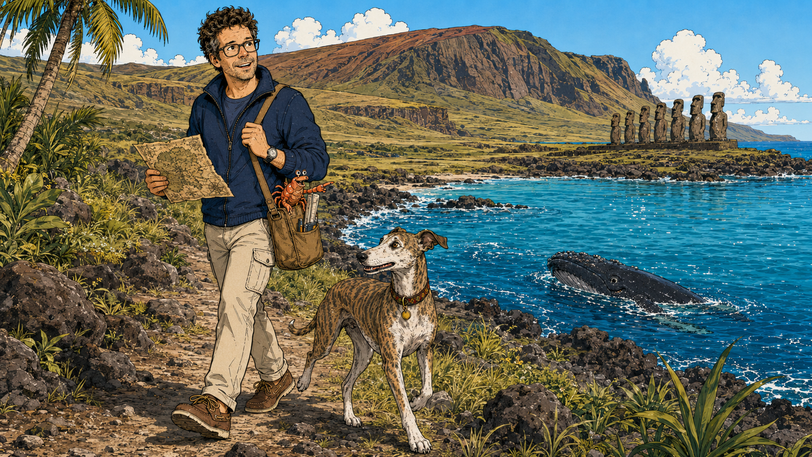 Abenteuer auf einem Küstenpfad bei Moai